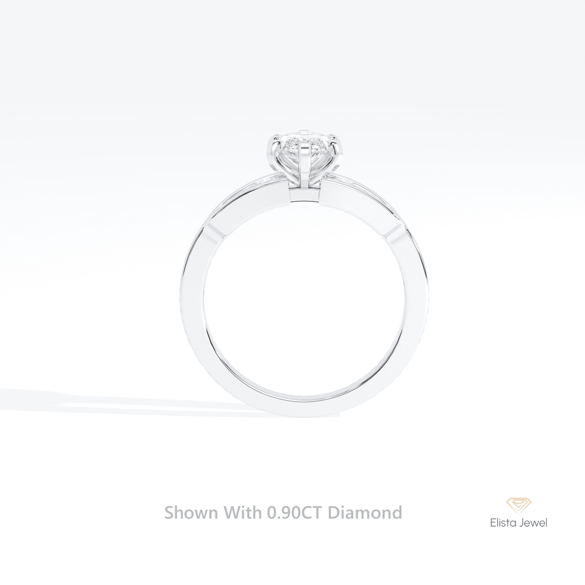 Marquise Cut Accent Wedding Lab Grown Diamond Ring in 10K Rose Gold - Angled View