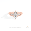 Marquise Cut Accent Wedding Lab Grown Diamond Ring in 18K Rose Gold - Ring on Hand View