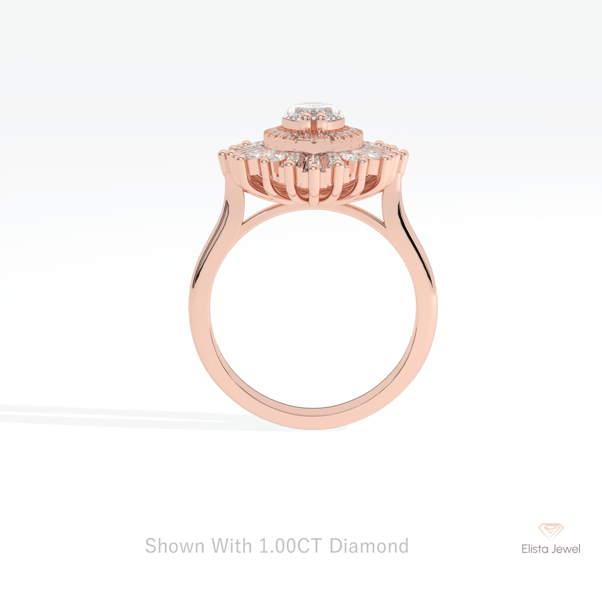 Marquise Cut Art Deco Engagement Lab Grown Diamond Ring - Alternative View