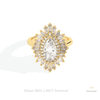Marquise Cut Art Deco Engagement Lab Grown Diamond Ring in 14K Yellow Gold - Detail View