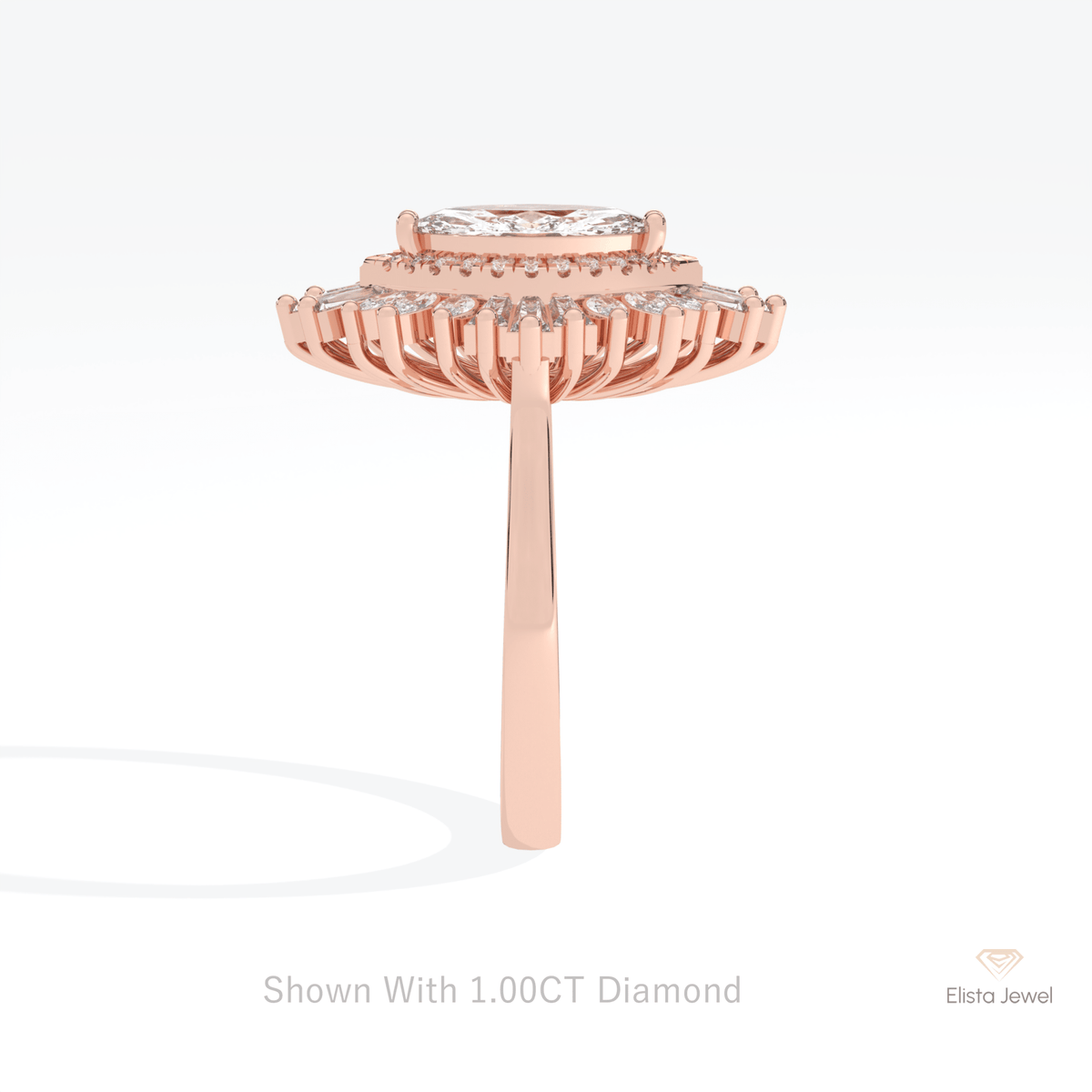 Marquise Cut Art Deco Engagement Lab Grown Diamond Ring - Additional View