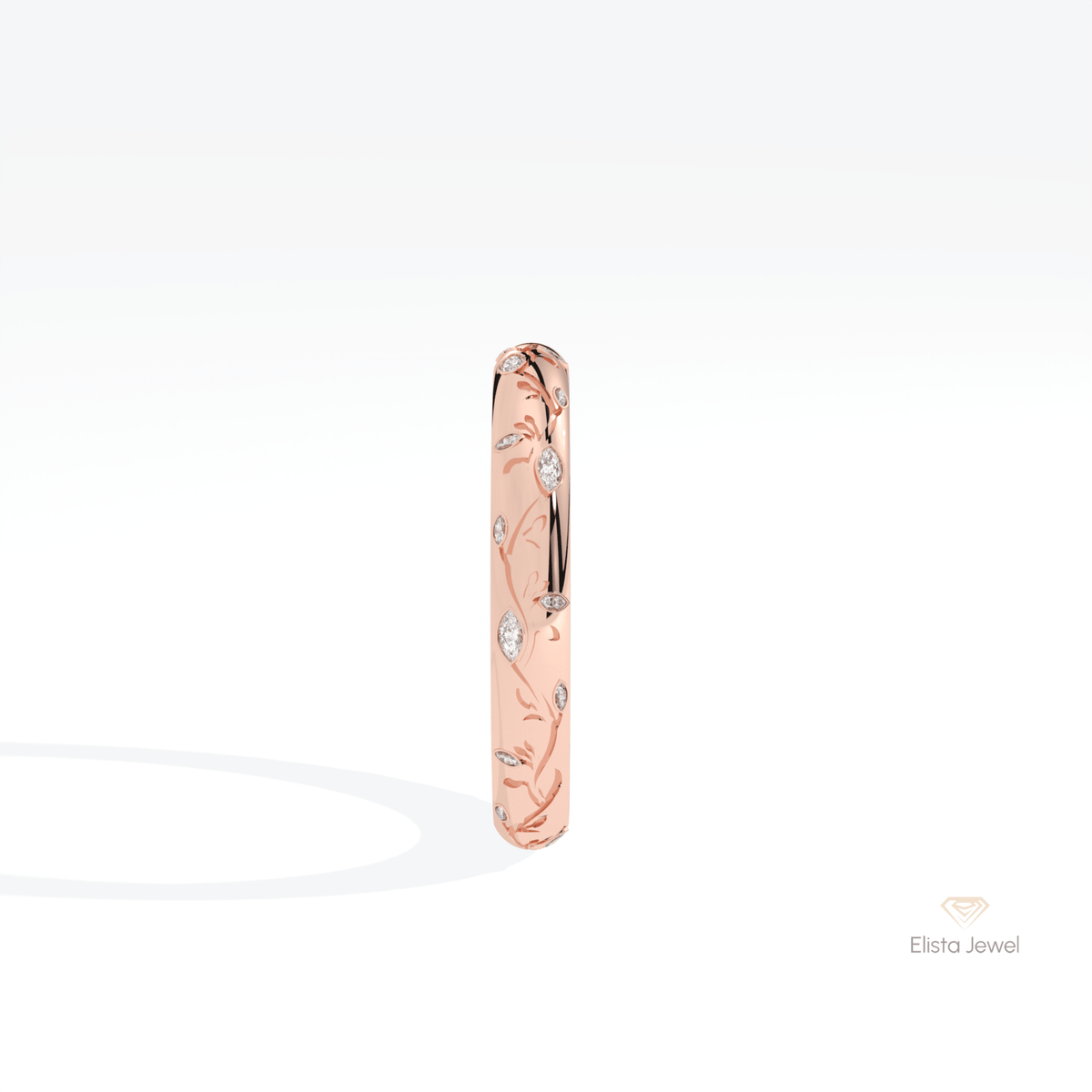 Marquise Cut Celestial Lab Grown Diamond Band in 14K White Gold - Top View