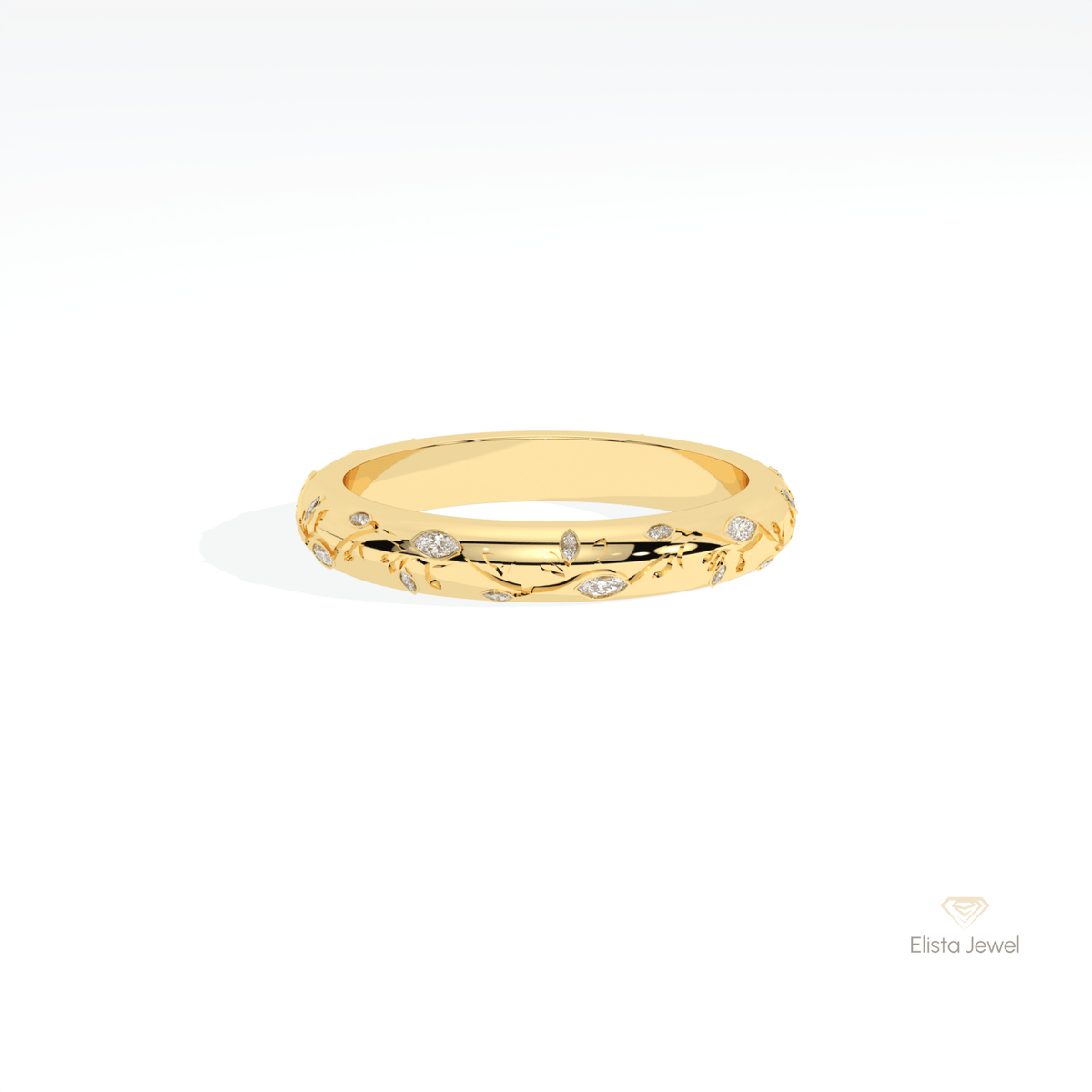 Marquise Cut Celestial Lab Grown Diamond Band in 18K Rose Gold - Ring on Hand View