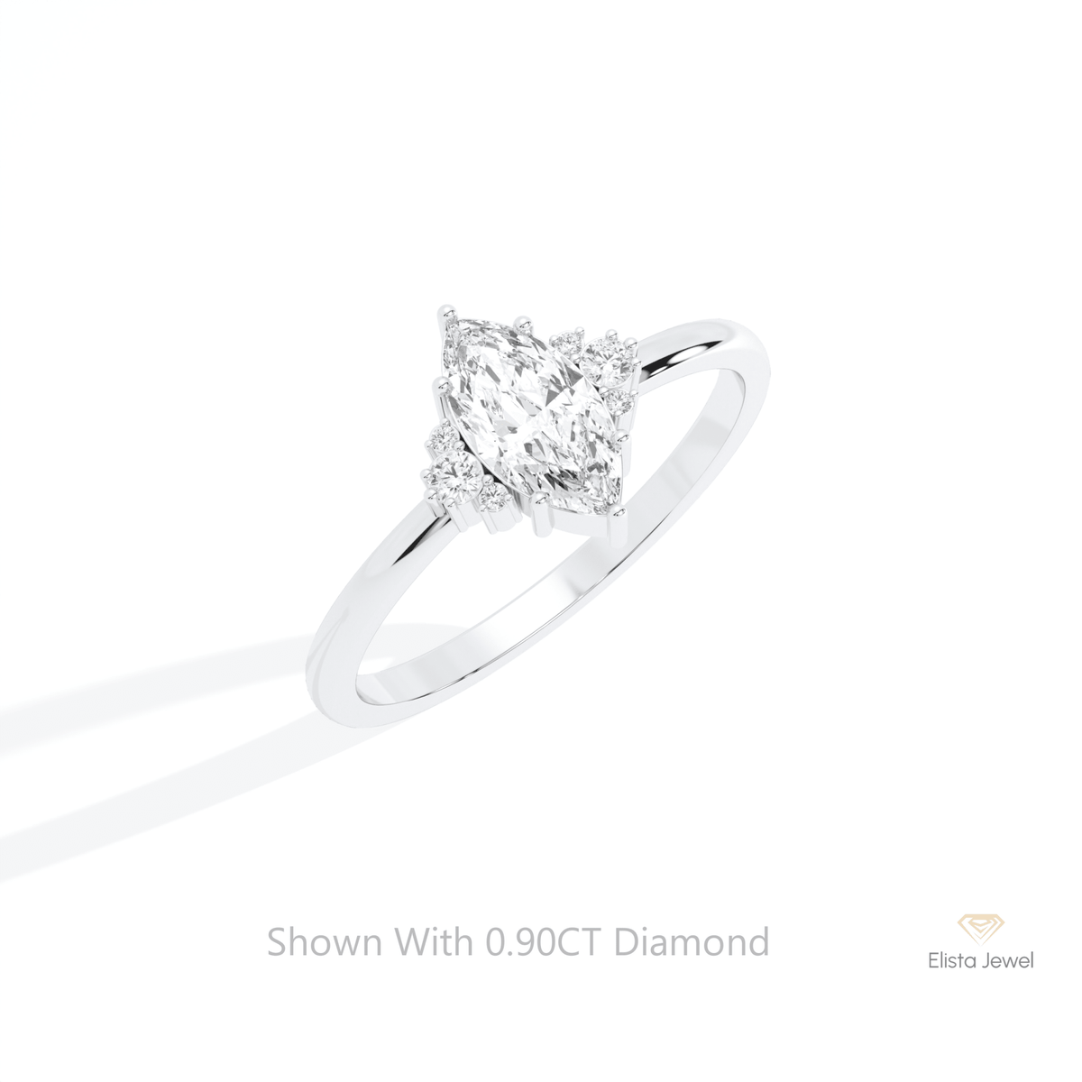 Marquise Cut Cluster Wedding Lab Grown Diamond Ring in 14K Rose Gold - Profile View