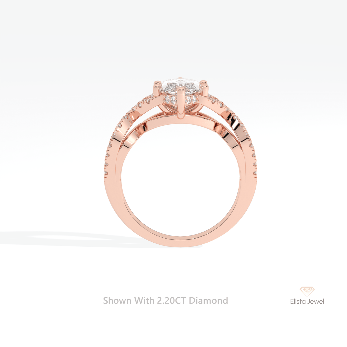 Marquise Cut Crossover Engagement Lab Grown Diamond Ring in 14K White Gold - Top View