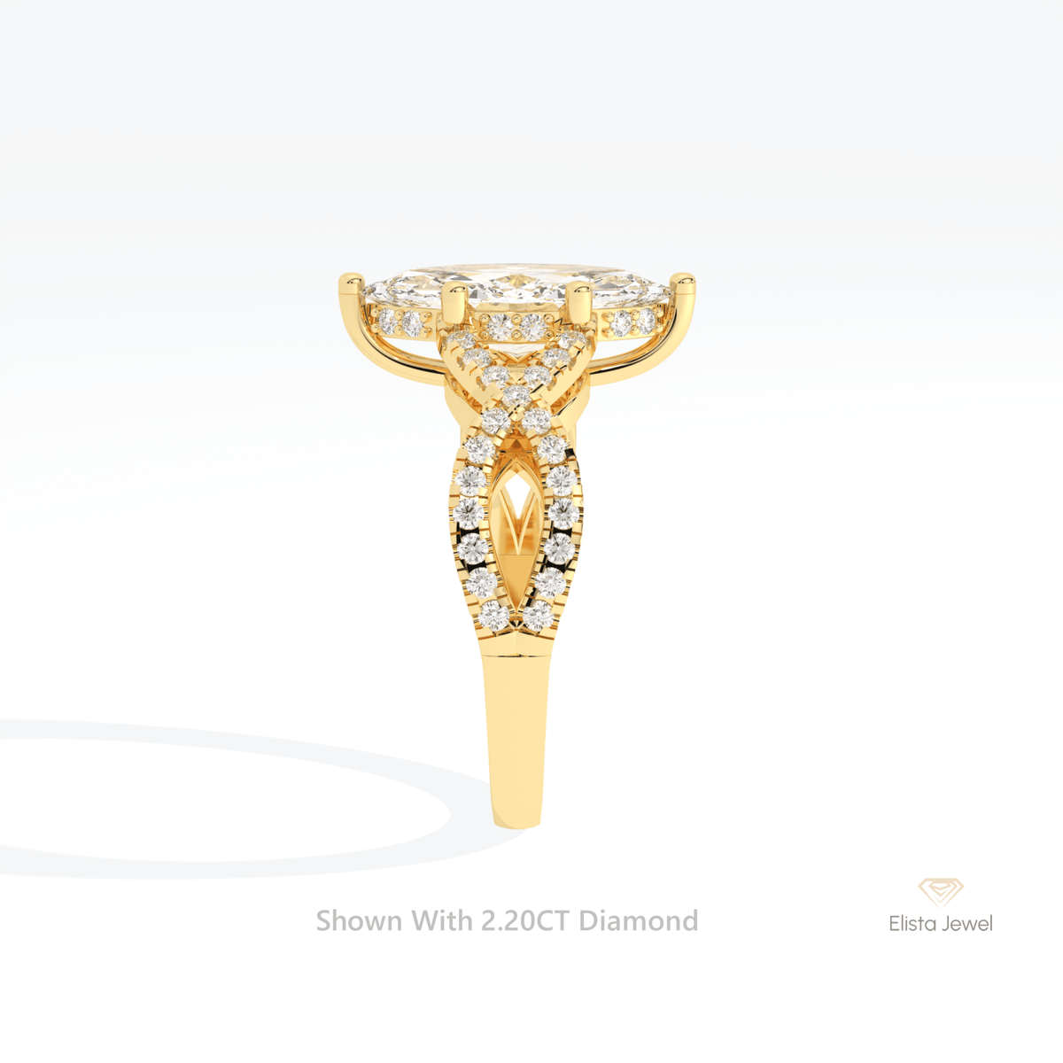 Marquise Cut Crossover Engagement Lab Grown Diamond Ring - Additional View