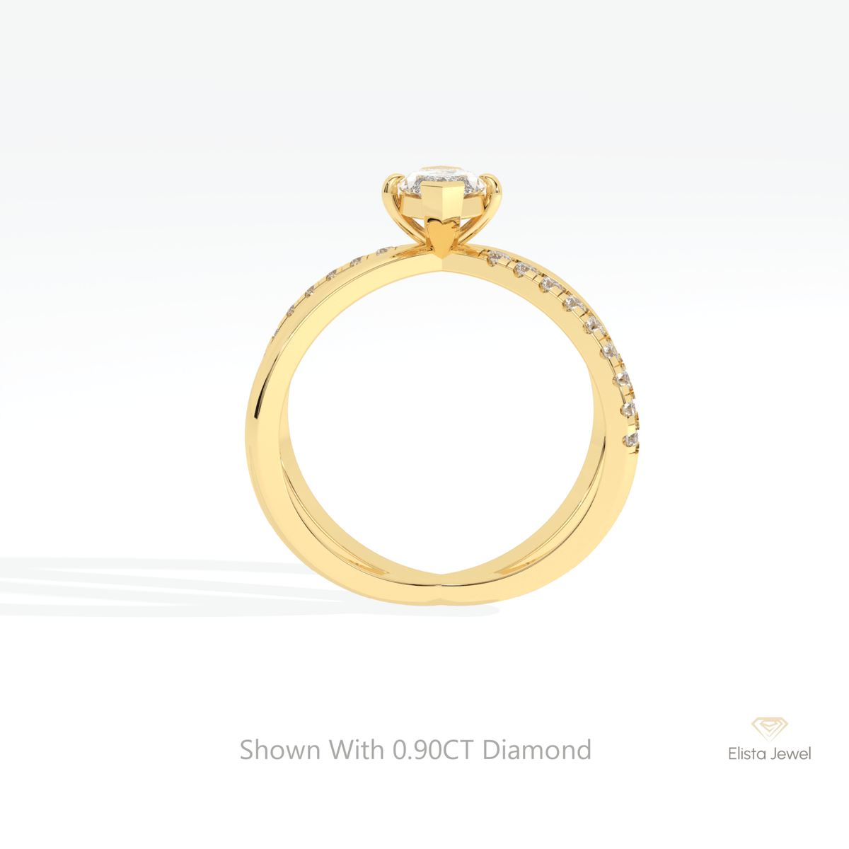 Marquise Cut Crossover Wedding Lab Grown Diamond Ring in 10K Rose Gold - Angled View