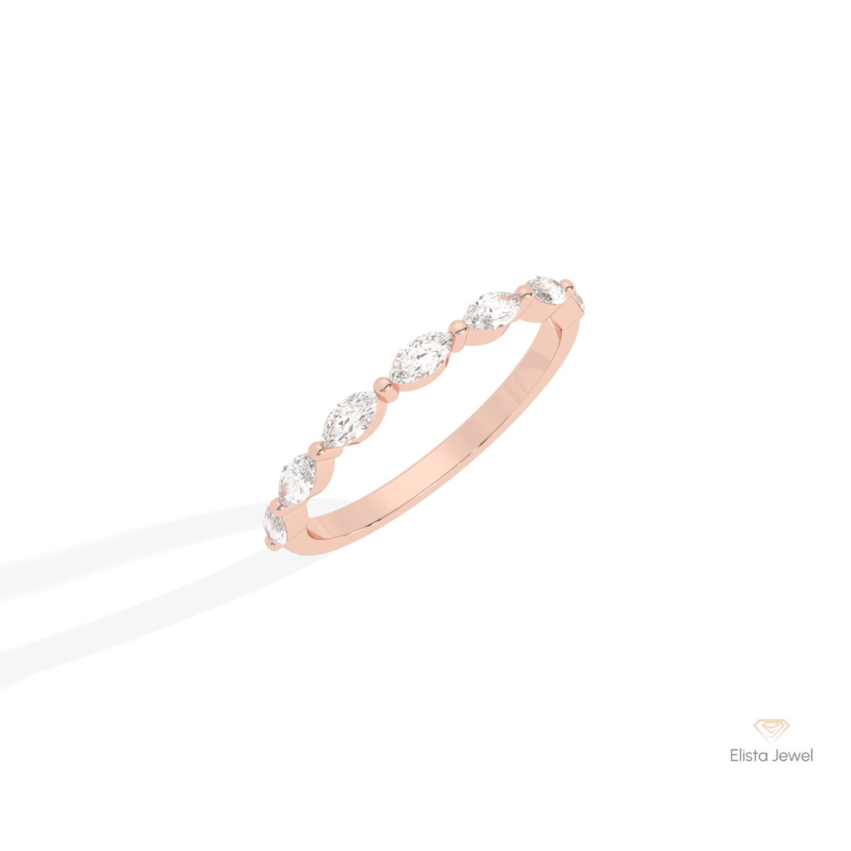 Marquise Cut Half Eternity Lab Grown Diamond Band in Platinum - Lifestyle View
