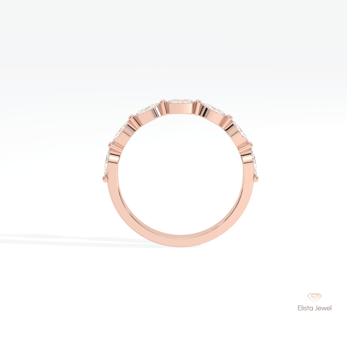 Marquise Cut Half Eternity Lab Grown Diamond Band - Alternative View