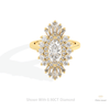 Marquise Cut Halo Starburst Lab Grown Diamond Ring in 10K White Gold - Front View