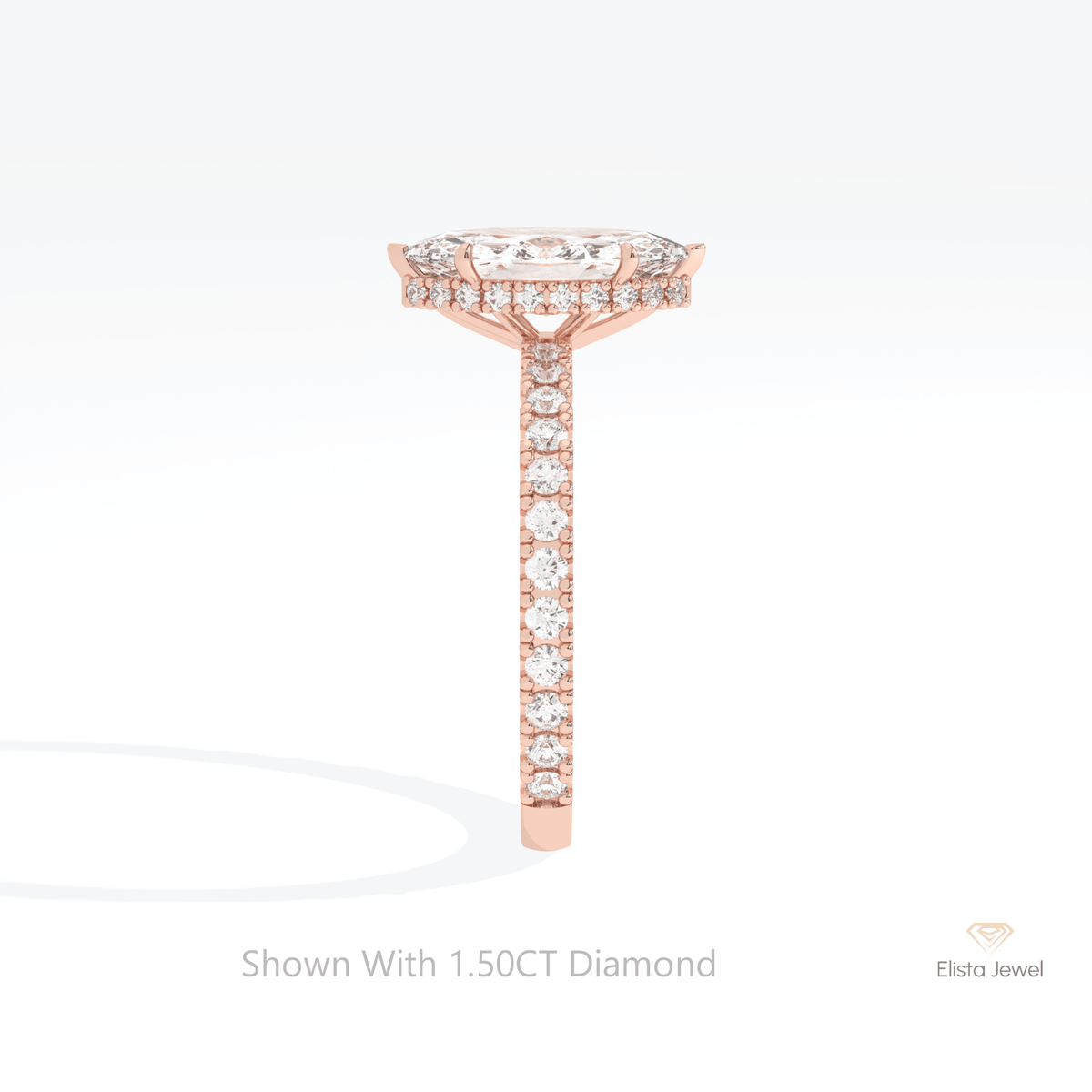 Marquise Cut Hidden Halo Wedding Lab Grown Diamond Ring - Additional View