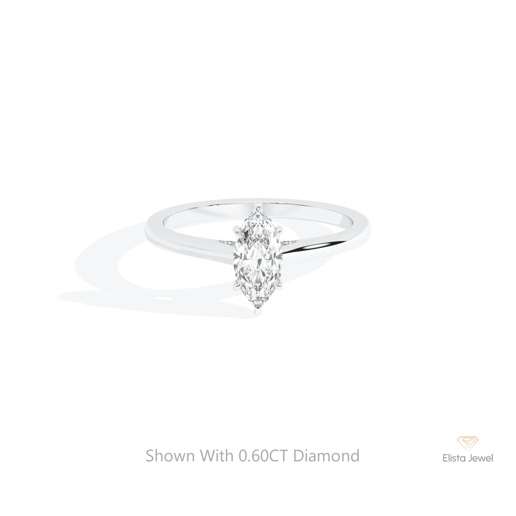 Marquise Cut Hidden Halo Wedding Lab Grown Diamond Ring in 14K Yellow Gold - Detail View