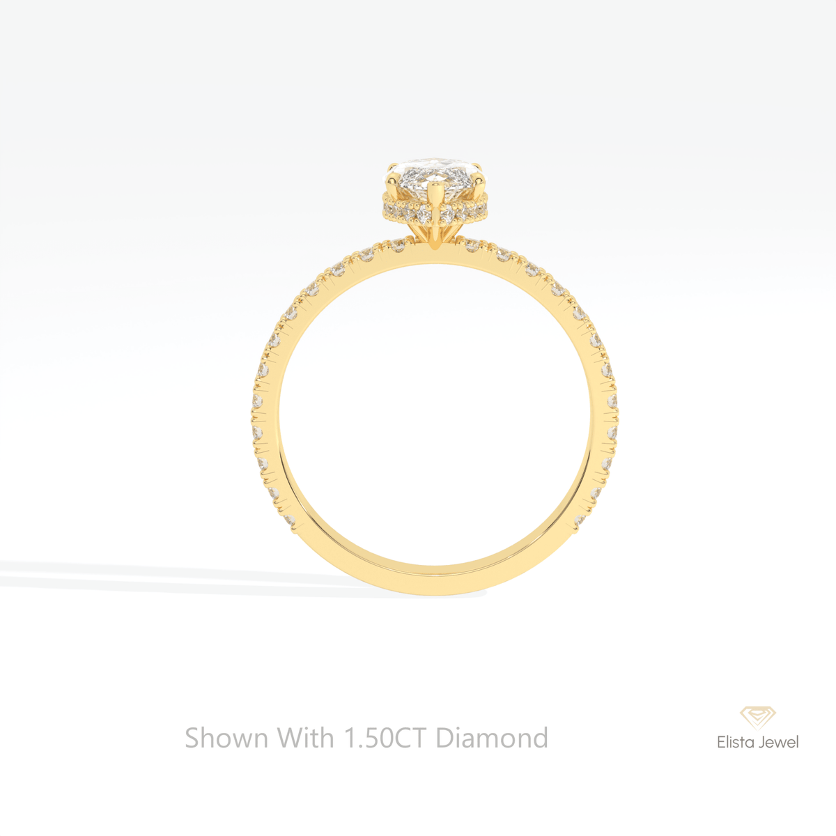 Marquise Cut Hidden Halo Wedding Lab Grown Diamond Ring in 10K Rose Gold - Angled View