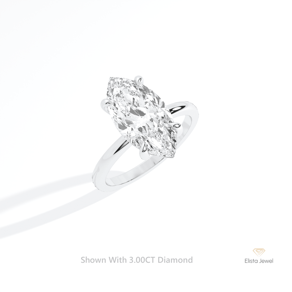 Marquise Cut Solitaire Engagement Lab Grown Diamond Ring in 10K Yellow Gold - Side View