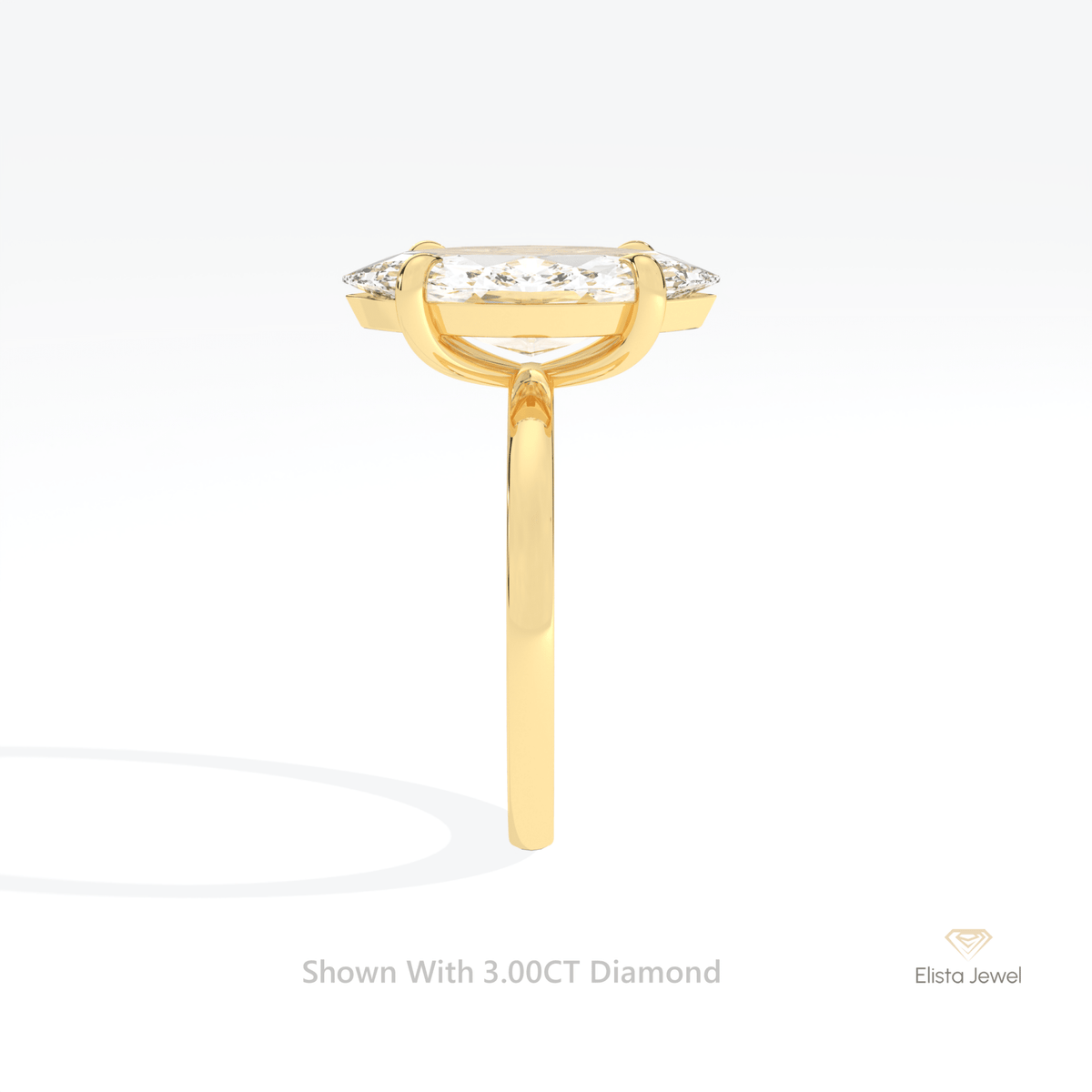 Marquise Cut Solitaire Engagement Lab Grown Diamond Ring in 18K Yellow Gold - Perspective View