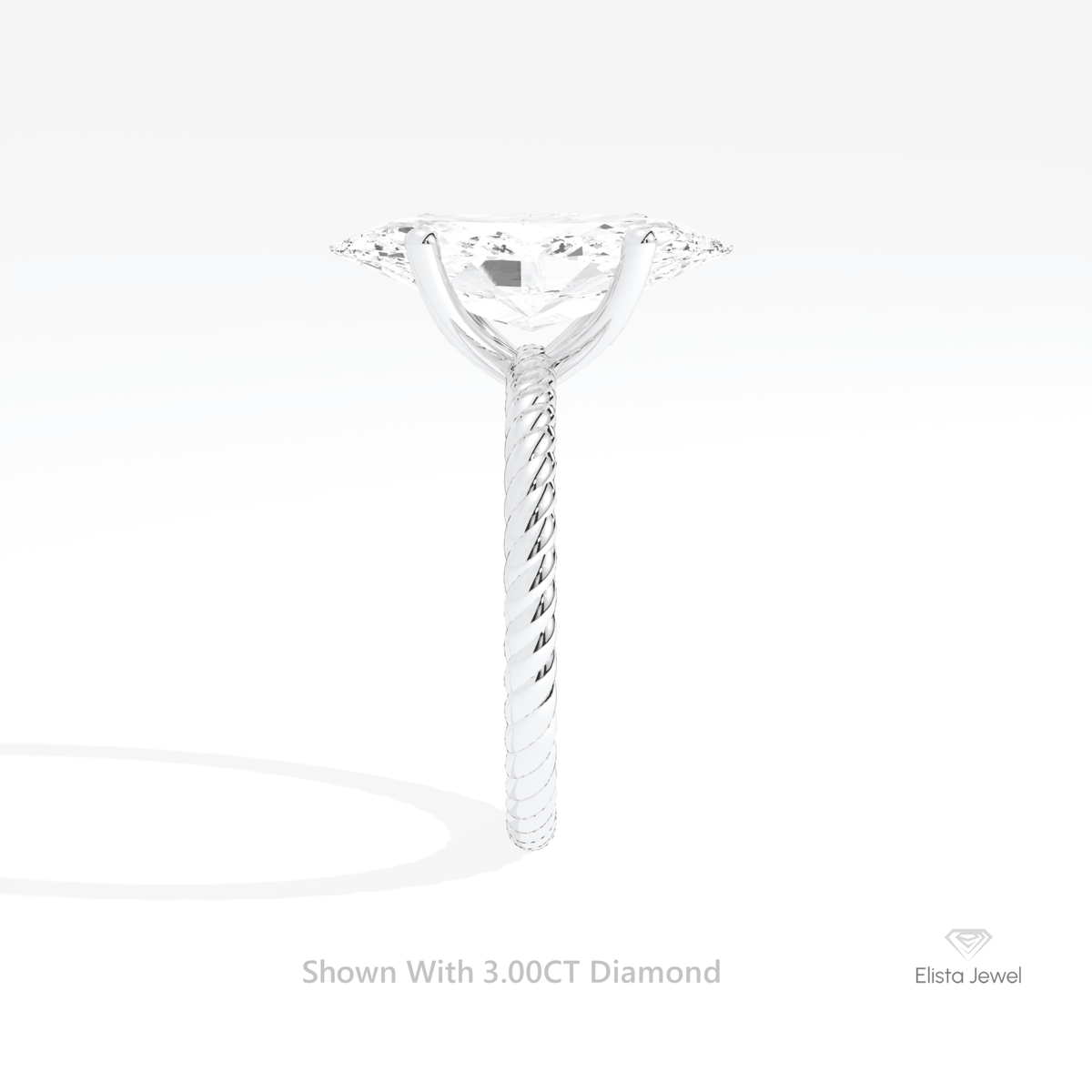 Marquise Cut Solitaire Engagement Lab Grown Diamond Ring in 14K White Gold - Top View