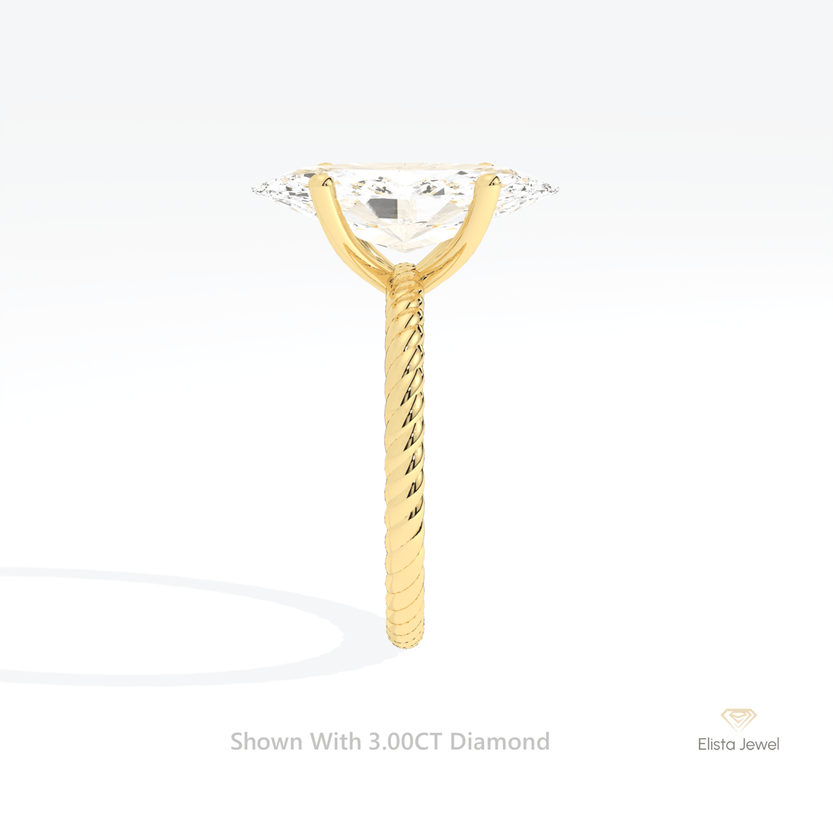 Marquise Cut Solitaire Engagement Lab Grown Diamond Ring in 18K Yellow Gold - Perspective View