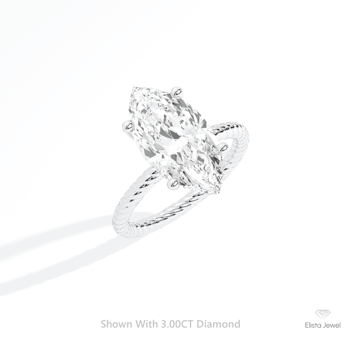 Marquise Cut Solitaire Engagement Lab Grown Diamond Ring in 10K Yellow Gold - Side View