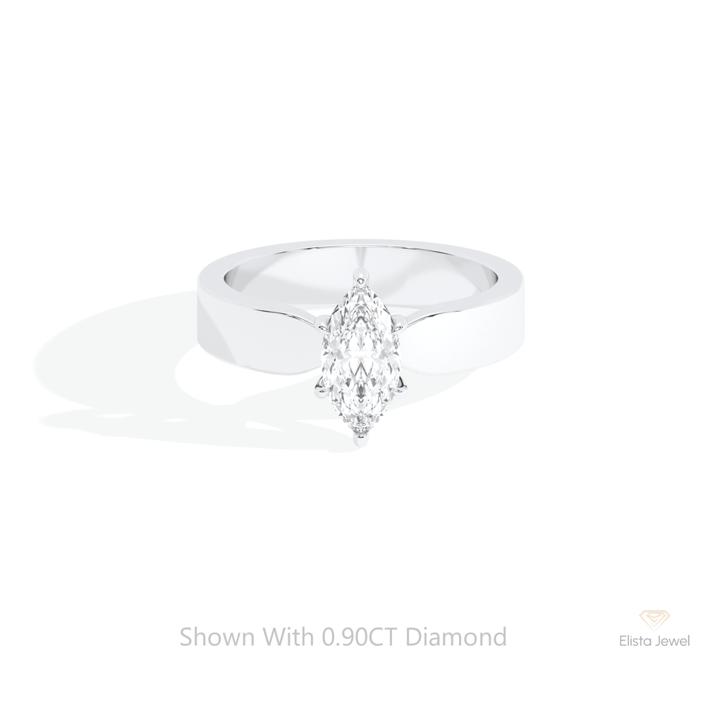 Marquise Cut Solitaire Wedding Lab Grown Diamond Ring in 14K Yellow Gold - Detail View