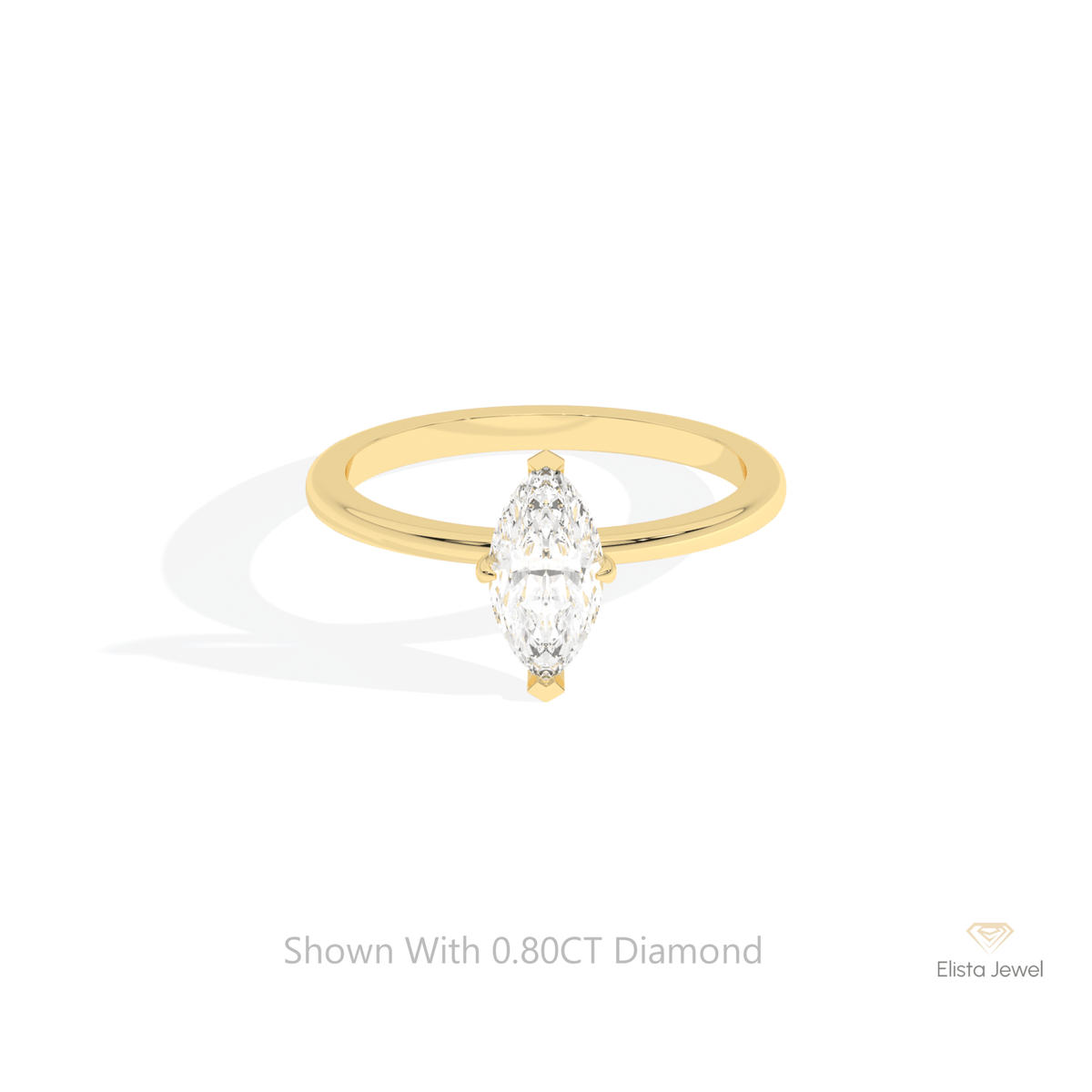 Marquise Cut Solitaire Wedding Lab Grown Diamond Ring in 14K Yellow Gold - Detail View