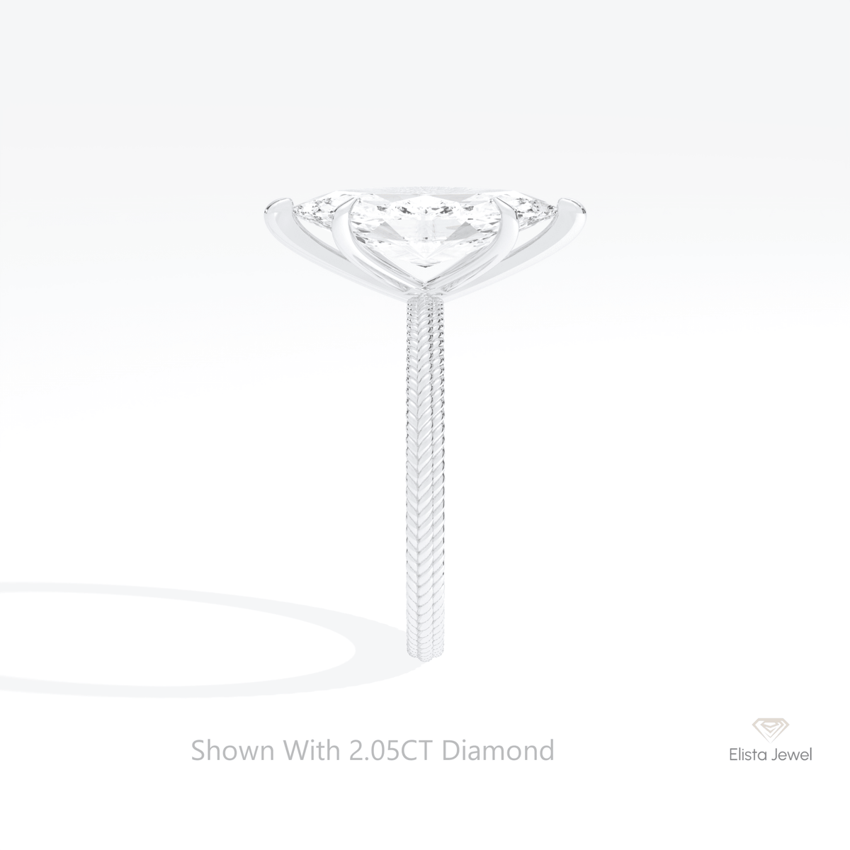 Marquise Cut Solitaire Wedding Lab Grown Diamond Ring in 14K White Gold - Top View