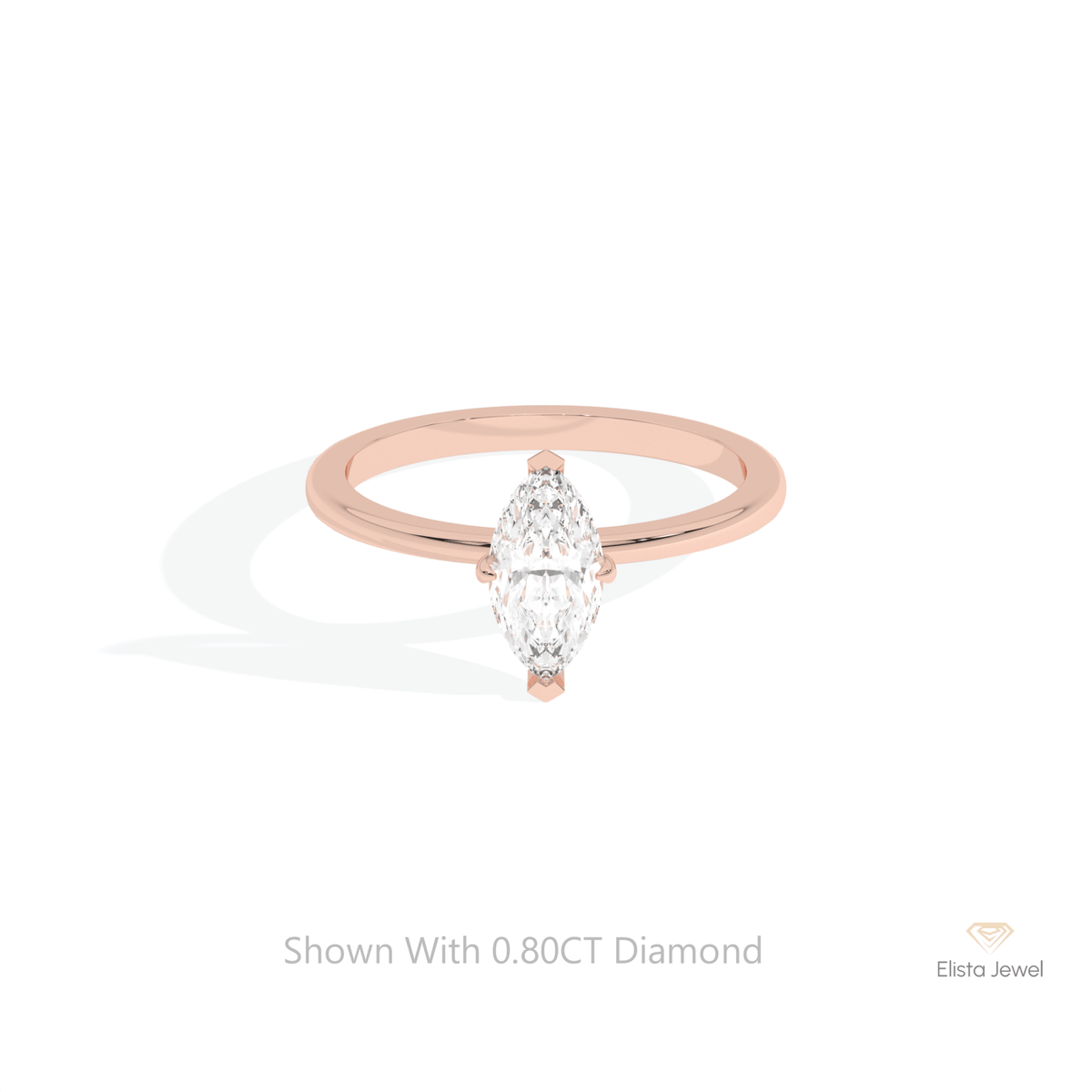 Marquise Cut Solitaire Wedding Lab Grown Diamond Ring in 18K Rose Gold - Ring on Hand View