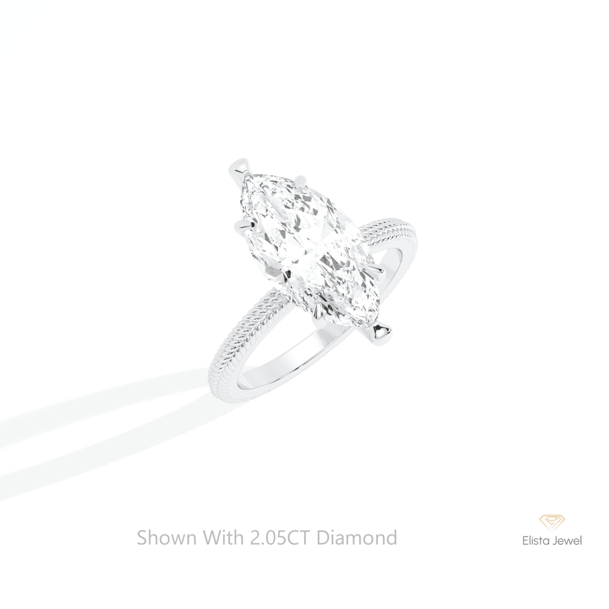 Marquise Cut Solitaire Wedding Lab Grown Diamond Ring in 10K Yellow Gold - Side View