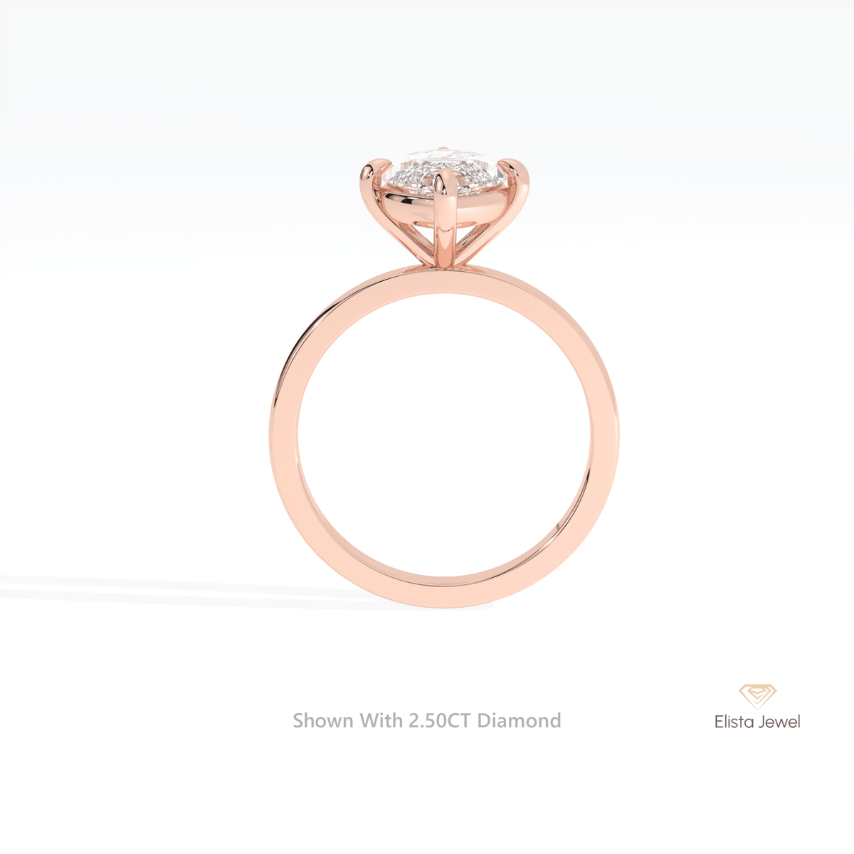 Marquise Cut Solitaire Wedding Lab Grown Diamond Ring in 10K Rose Gold - Angled View