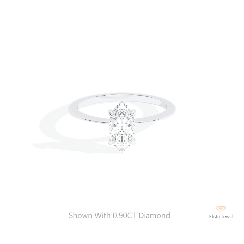 Marquise Cut Solitaire Wedding Lab Grown Diamond Ring in 14K Yellow Gold - Detail View