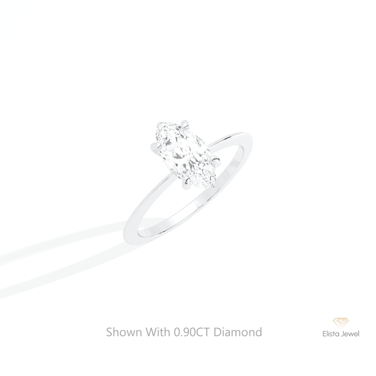 Marquise Cut Solitaire Wedding Lab Grown Diamond Ring in 14K Rose Gold - Profile View