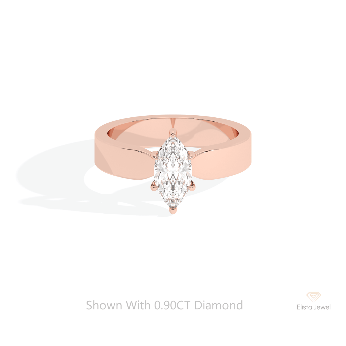 Marquise Cut Solitaire Wedding Lab Grown Diamond Ring in 10K White Gold - Front View