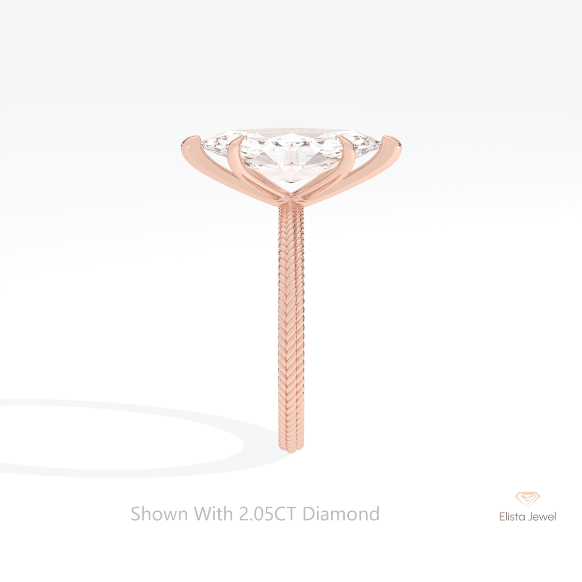 Marquise Cut Solitaire Wedding Lab Grown Diamond Ring in 18K Yellow Gold - Perspective View