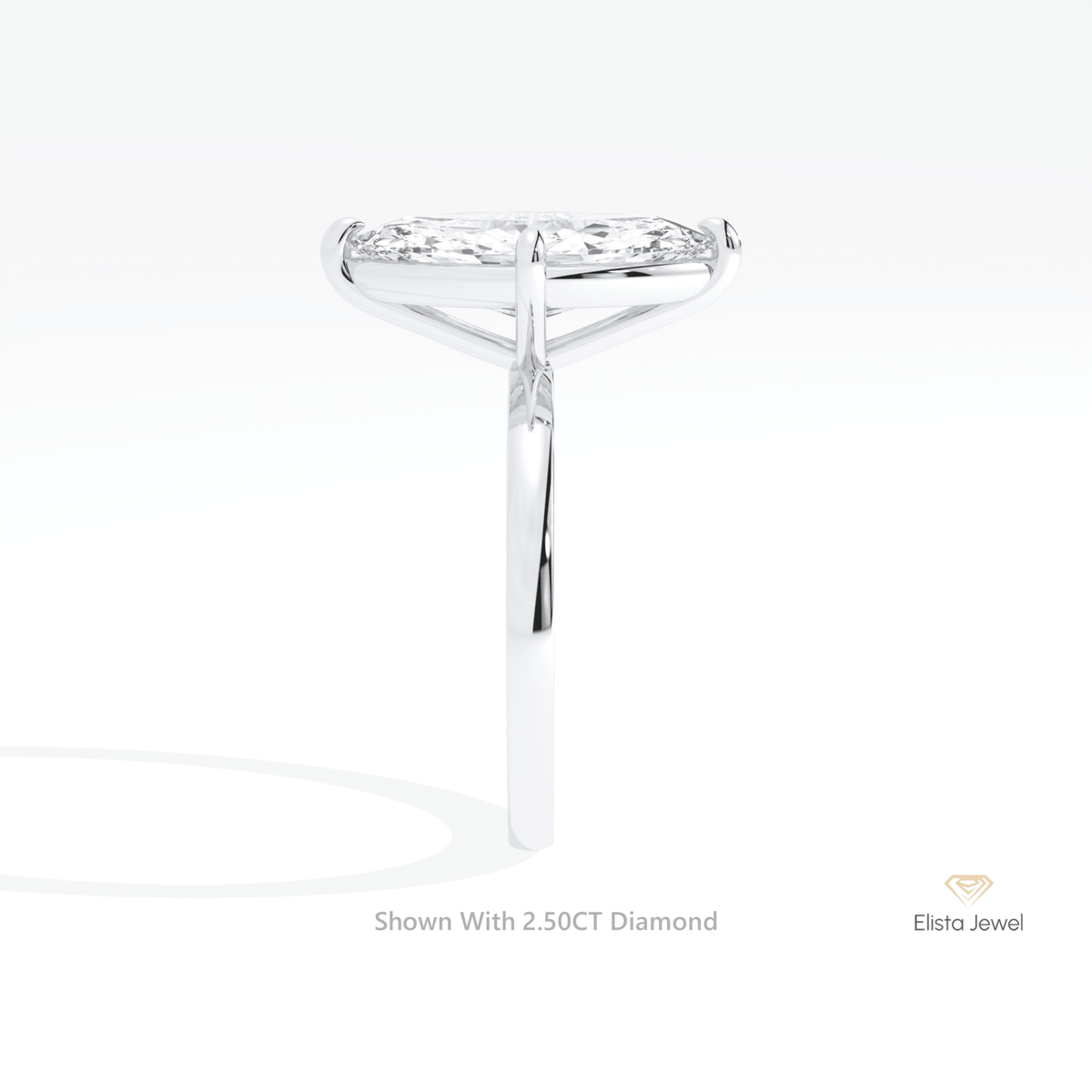 Marquise Cut Solitaire Wedding Lab Grown Diamond Ring in 18K Yellow Gold - Perspective View