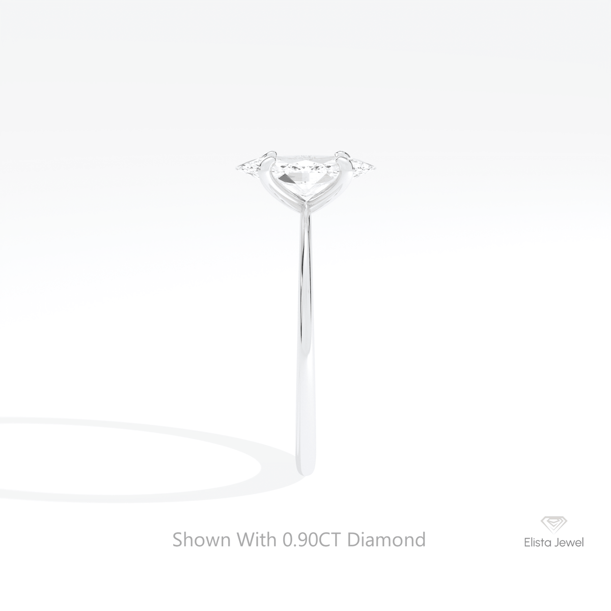 Marquise Cut Solitaire Wedding Lab Grown Diamond Ring in 18K Yellow Gold - Perspective View