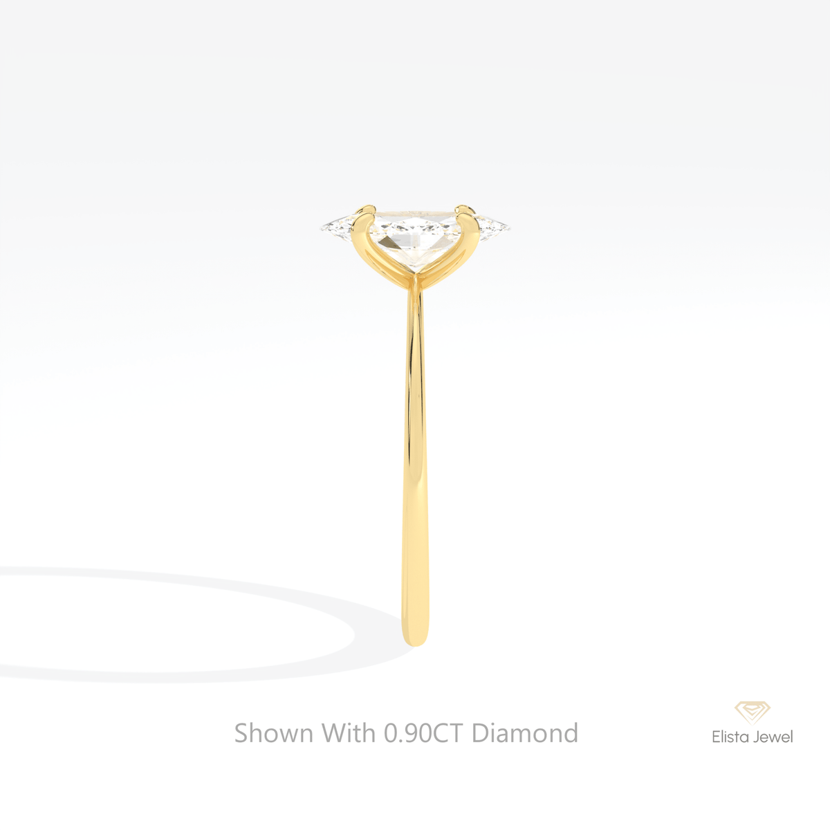 Marquise Cut Solitaire Wedding Lab Grown Diamond Ring in 14K White Gold - Top View