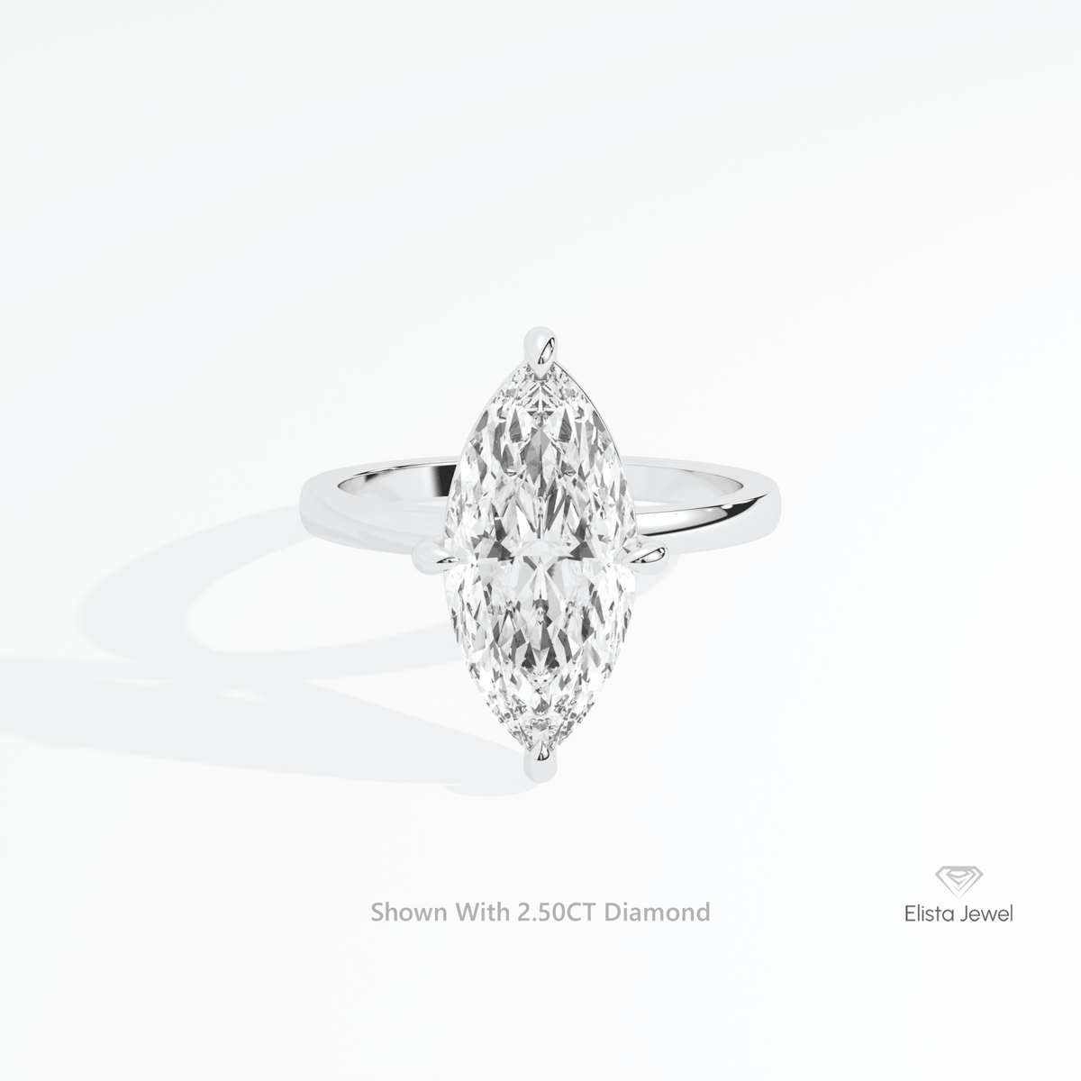 Marquise Cut Solitaire Wedding Lab Grown Diamond Ring in 14K Yellow Gold - Detail View