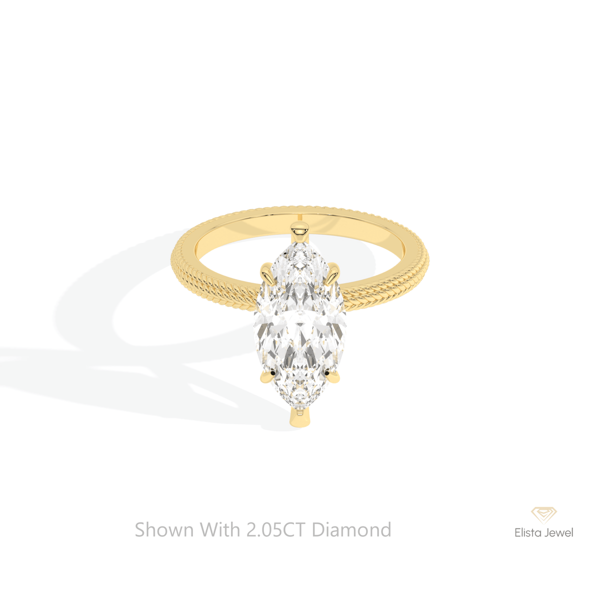Marquise Cut Solitaire Wedding Lab Grown Diamond Ring in 18K Rose Gold - Ring on Hand View