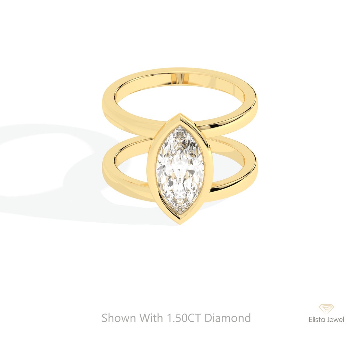Marquise Cut Solitaire Wedding Lab Grown Diamond Ring in 10K White Gold - Front View