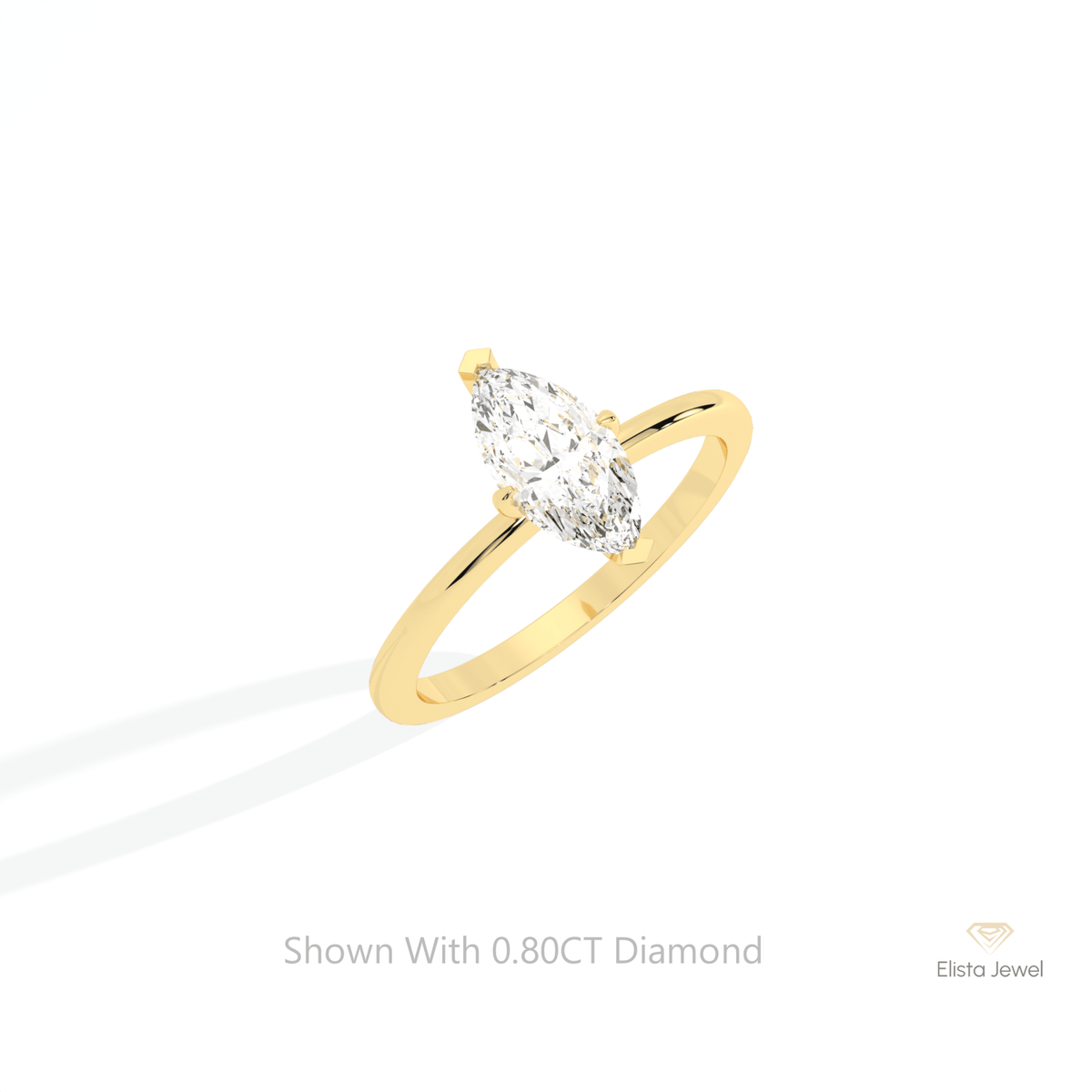 Marquise Cut Solitaire Wedding Lab Grown Diamond Ring in 14K Rose Gold - Profile View