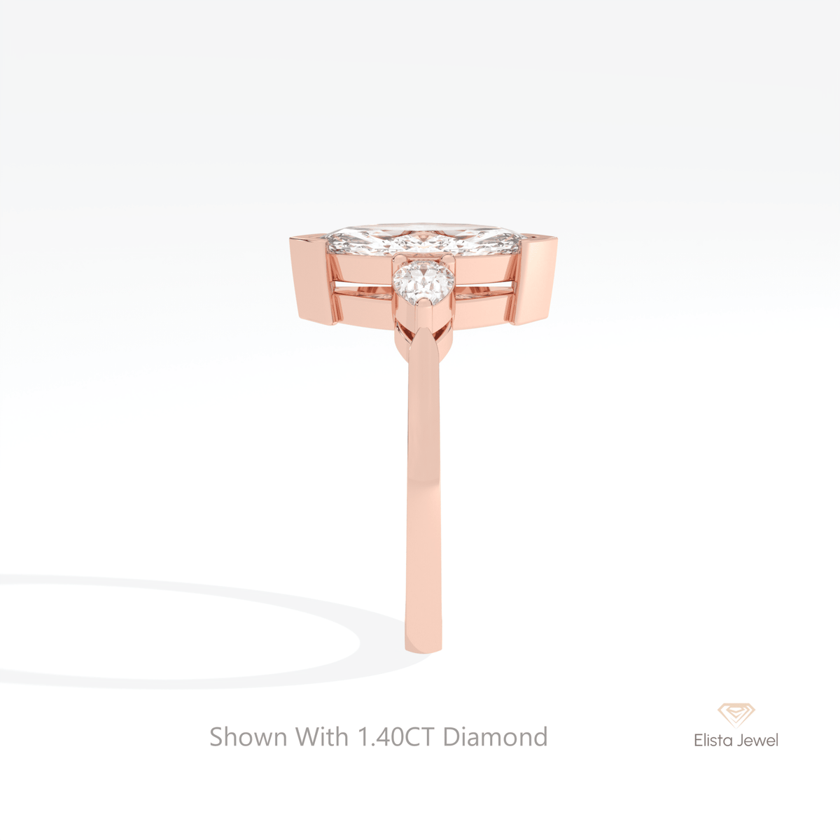 Marquise Cut Three Stone Wedding Lab Grown Diamond Ring - Additional View