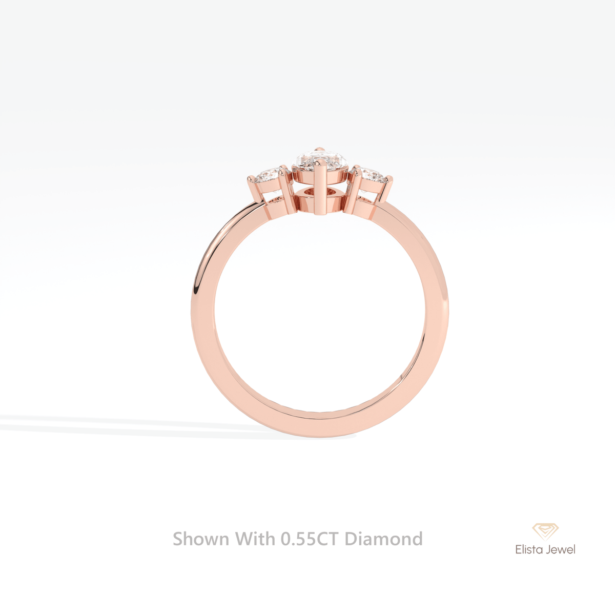 Marquise Cut Three Stone Wedding Lab Grown Diamond Ring - Alternative View
