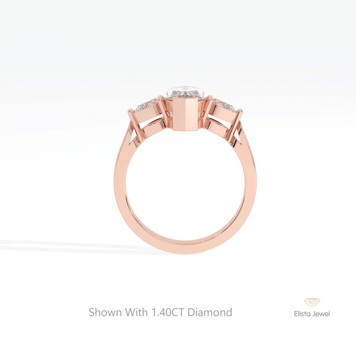 Marquise Cut Three Stone Wedding Lab Grown Diamond Ring - Alternative View