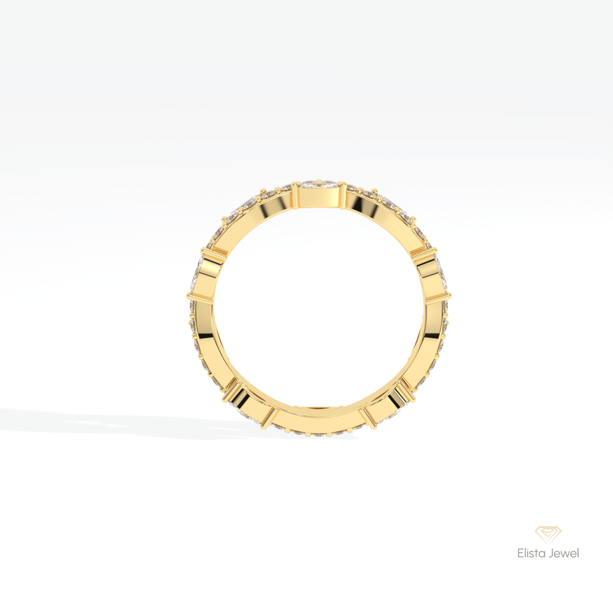 Marquise & Round Cut Full Eternity Lab Grown Diamond Band - Alternative View
