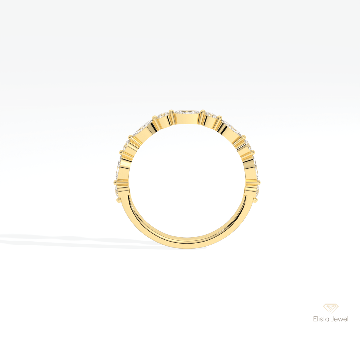 Marquise & Round Cut Half Eternity Lab Grown Diamond Band - Alternative View