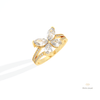 Marquise, Round & Pear Cut Wedding Lab Grown Diamond Ring in 10K Yellow Gold - Side View