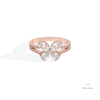 Marquise, Round & Pear Cut Wedding Lab Grown Diamond Ring in 18K Rose Gold - Ring on Hand View