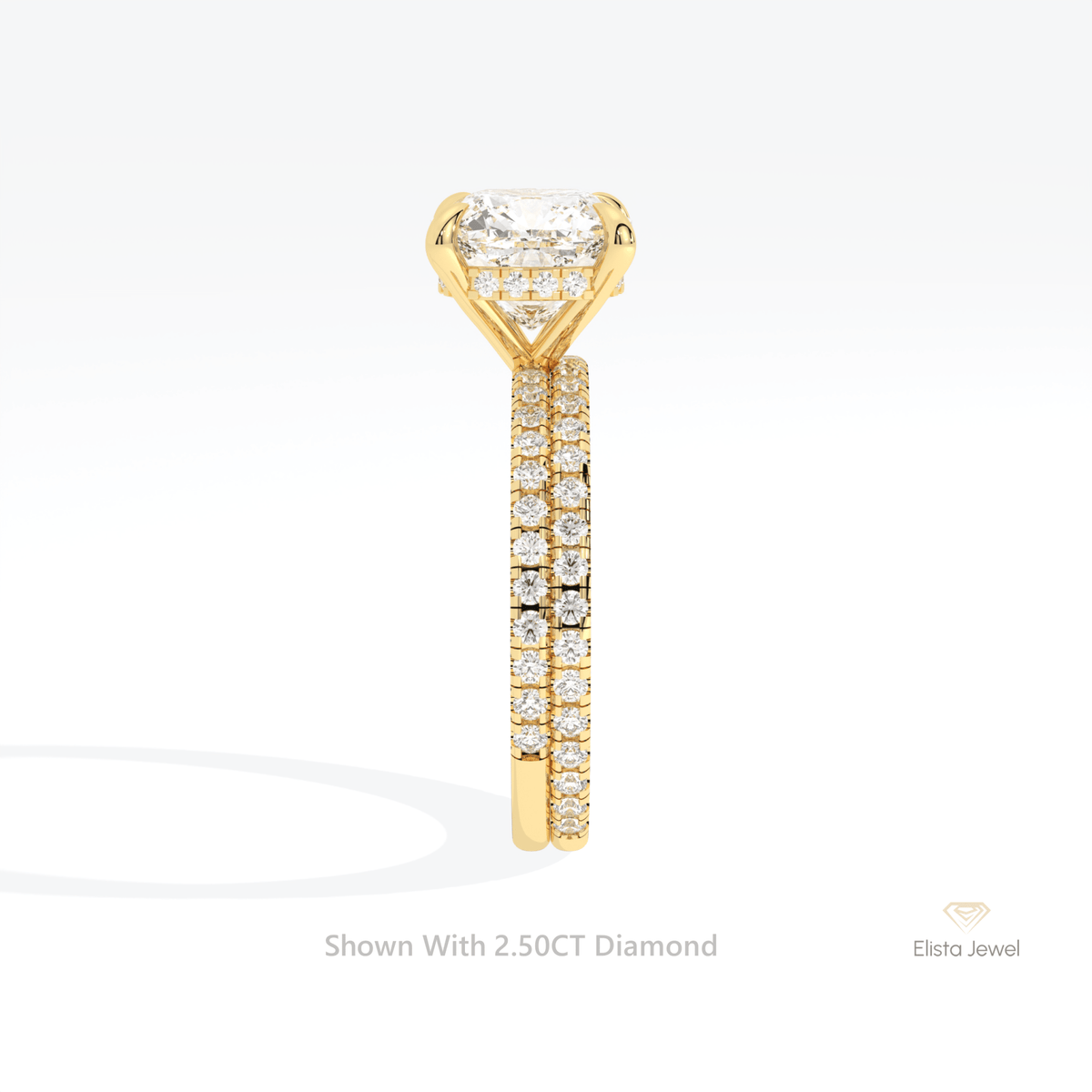 Matching Lab Grown Diamond Band With Cushion Cut Lab Grown Diamond Ring Set - Additional View