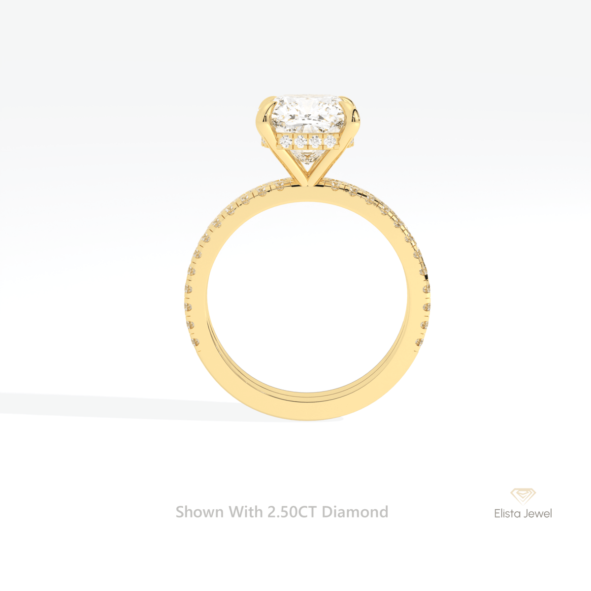 Matching Lab Grown Diamond Band With Cushion Cut Lab Grown Diamond Ring Set - Alternative View