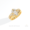 Matching Lab Grown Diamond Band With Marquise Cut Three Stone Lab Grown Diamond Ring Set in 10K Yellow Gold - Side View