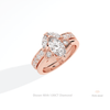 Matching Lab Grown Diamond Band With Marquise Cut Three Stone Lab Grown Diamond Ring Set in Platinum - Lifestyle View